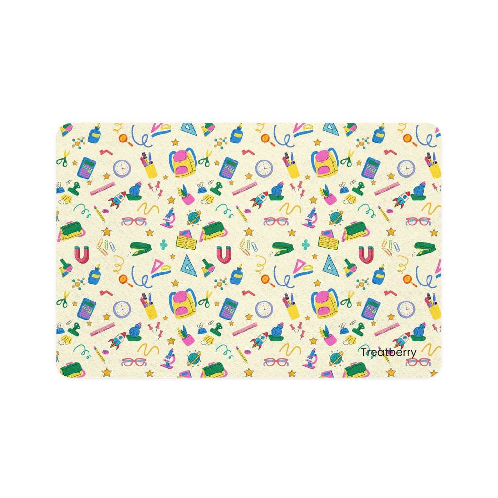 Pet Food Mat — Colorful Pet Care Pattern (12x18)