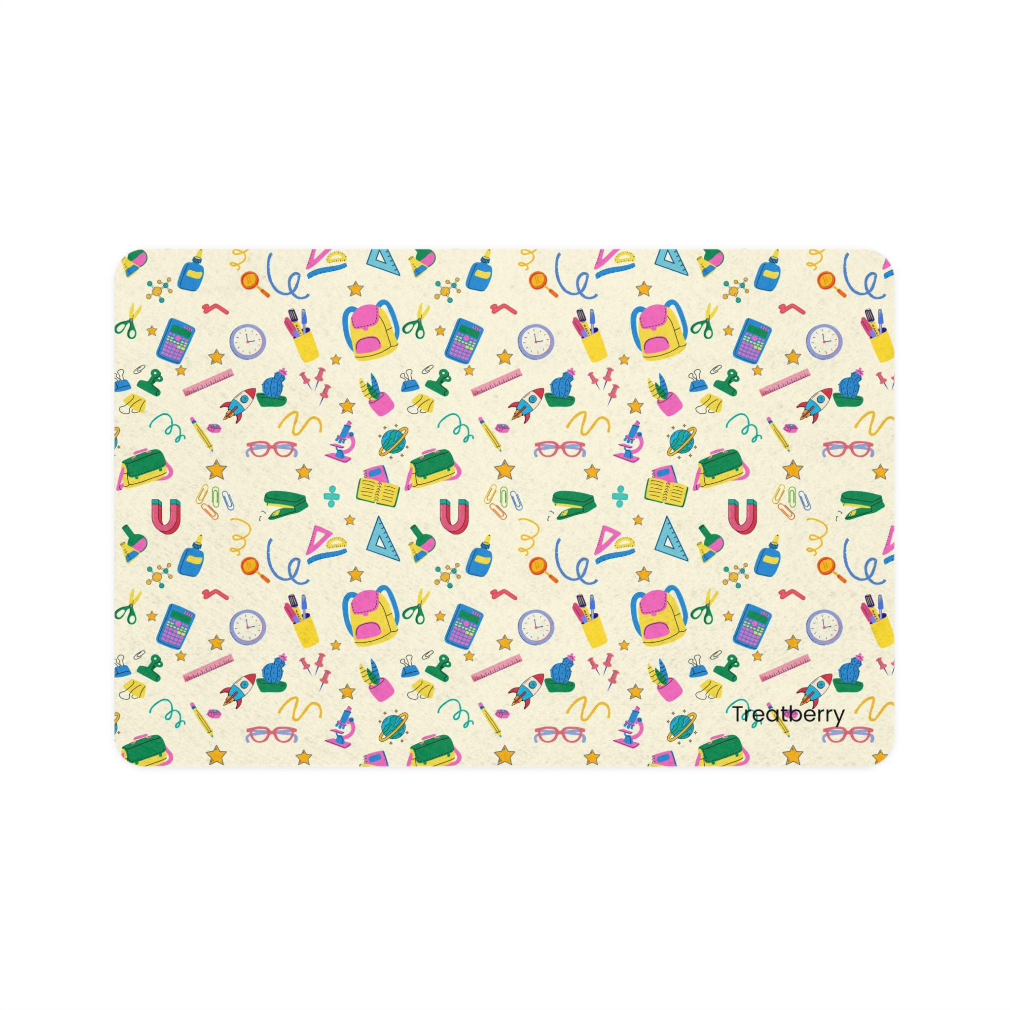 Pet Food Mat — Colorful Pet Care Pattern (12x18)